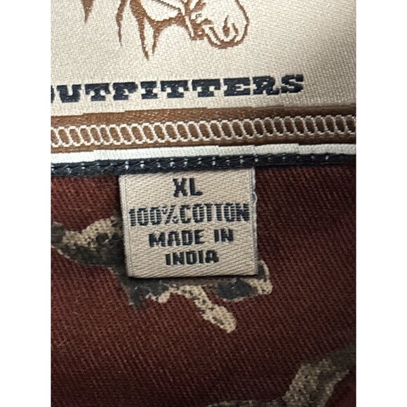 Bit & Bridle XL Mens Hunting-Themed Button-Up Shirt 100% Cotton Brown & Beige - Picture 6 of 7